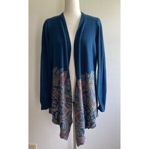 New Directions Asymmetrical Hem Cardigan Sweater Womens XL Petite Blue